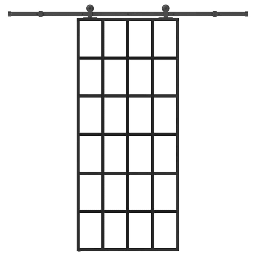vidaXL Skjutdörr med beslagset ESG glas och aluminium 90x205 cm
