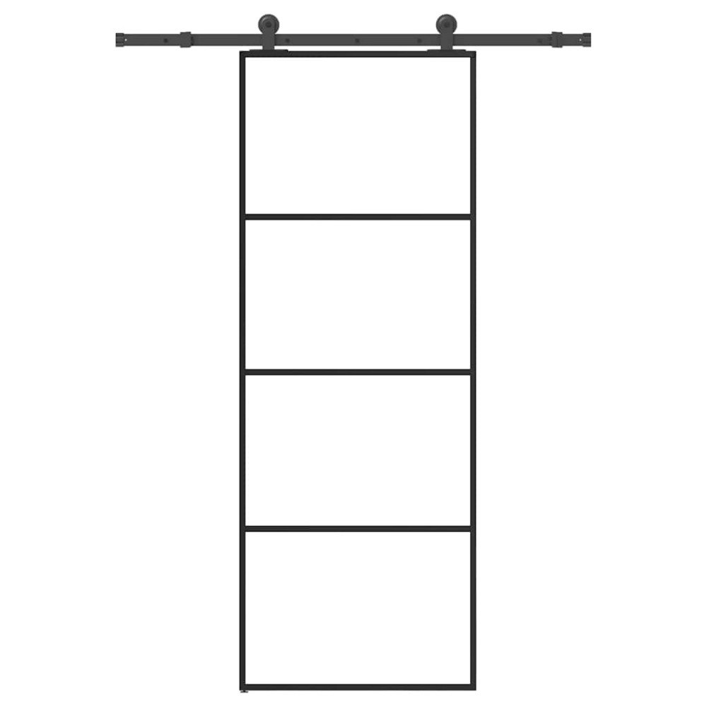 vidaXL Skjutdörr med beslagset ESG glas och aluminium 76x205 cm