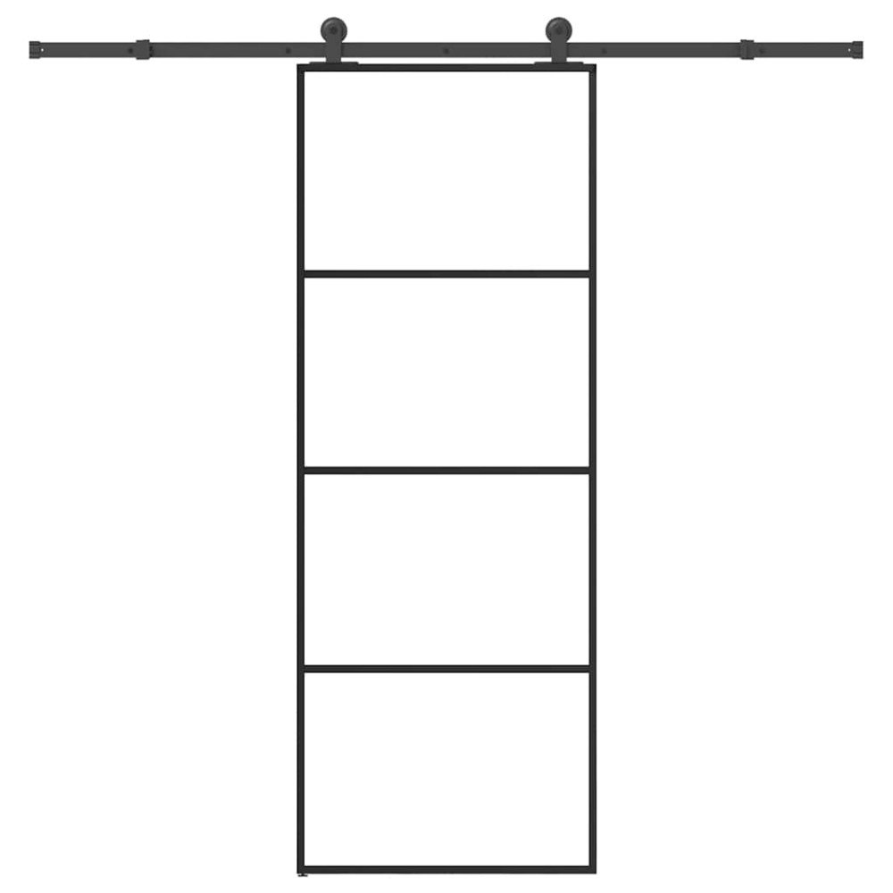 vidaXL Skjutdörr med beslagset ESG glas och aluminium 76x205 cm