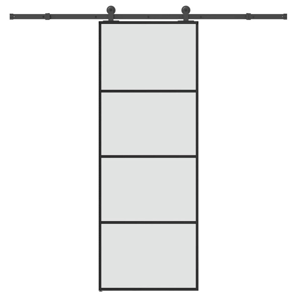 vidaXL Skjutdörr med beslagset ESG glas och aluminium 76x205 cm