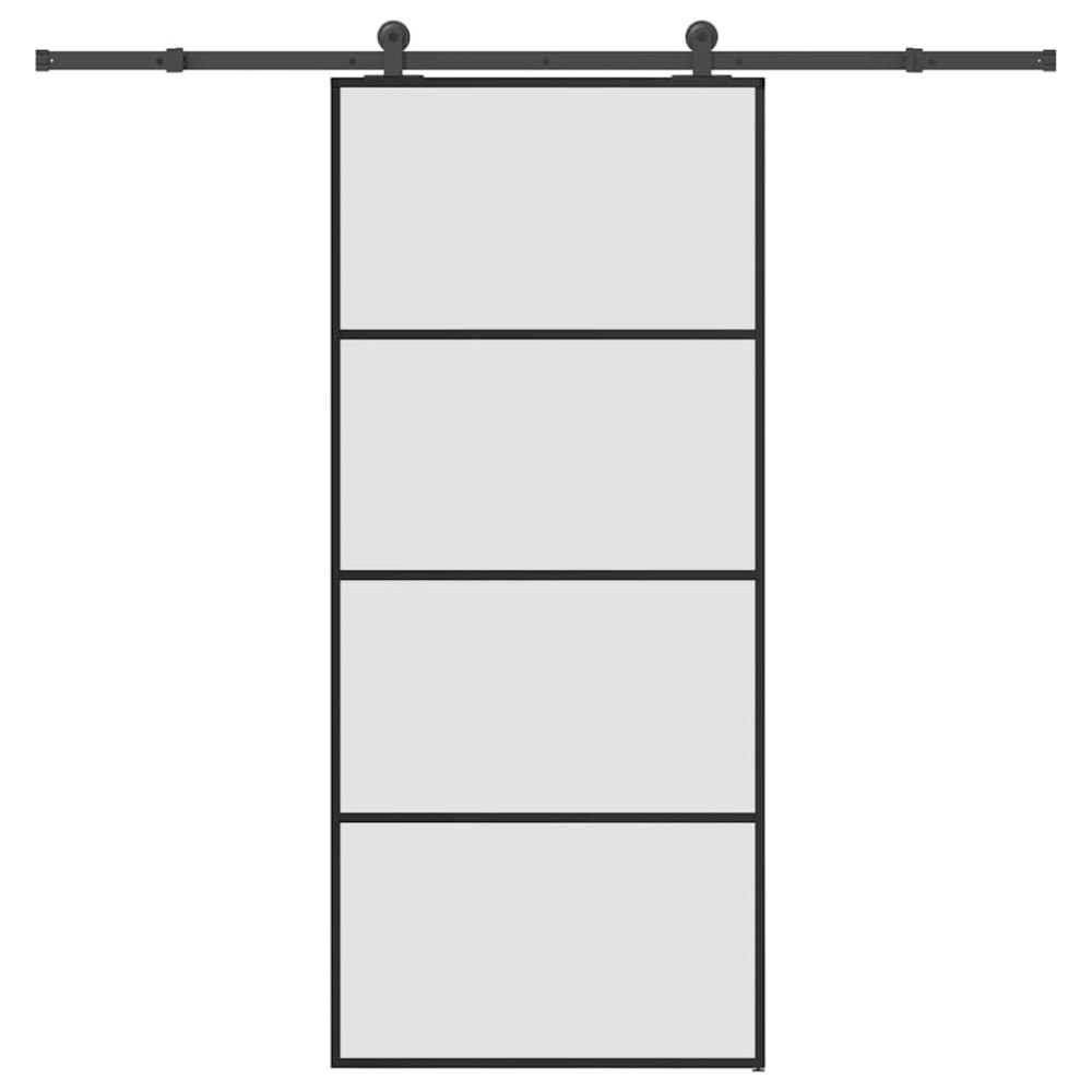 vidaXL Skjutdörr med beslagset ESG glas och aluminium 90x205 cm