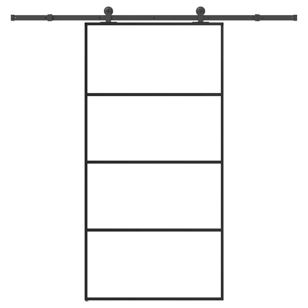 vidaXL Skjutdörr med hårdvara 102,5x205 cm ESG-glas och aluminium