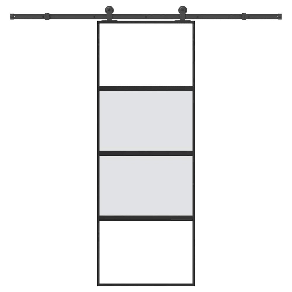 vidaXL Skjutdörr med beslagset härdat glas och aluminium 76x205 cm