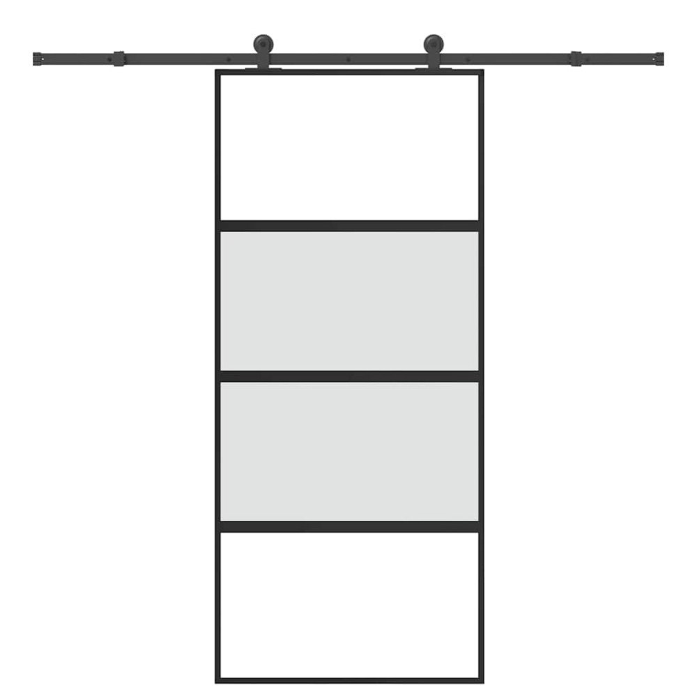vidaXL Skjutdörr med beslagset härdat glas och aluminium 90x205 cm