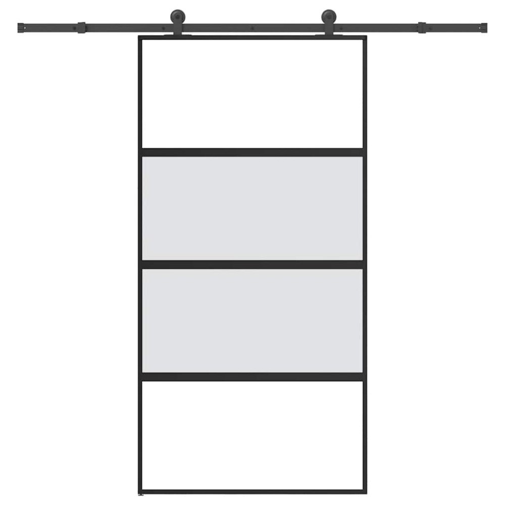 vidaXL Skjutdörr med hårdvara 102,5x205 cm härdat glas och aluminium