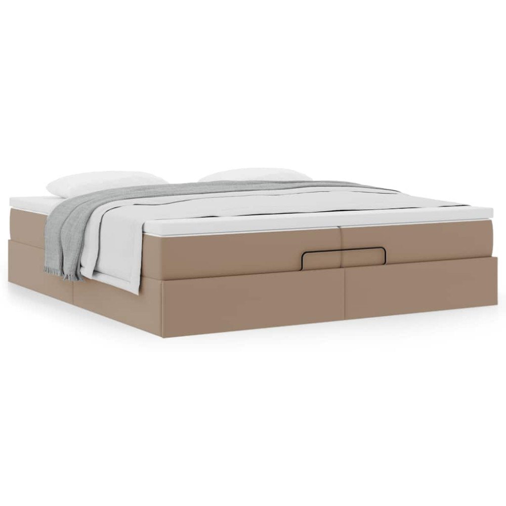 vidaXL Ottoman sängram med madrasser cappuccino 200x200 cm konstläder