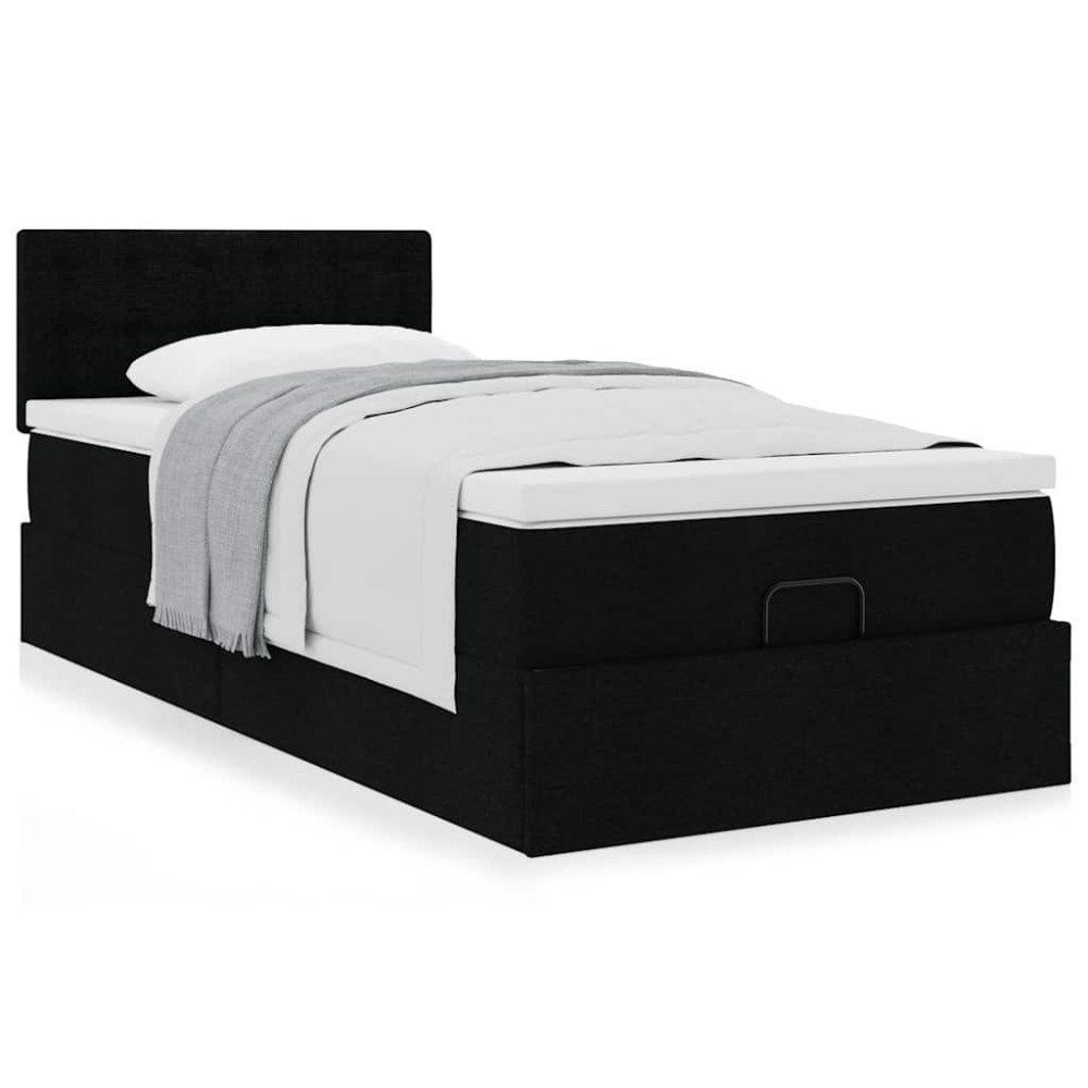 vidaXL Ottoman säng med madrass svart 90x200 cm tyg