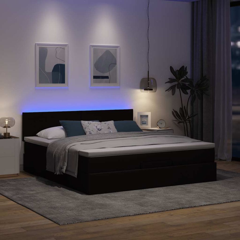 vidaXL Ottoman sängram med madrass mörkbrun 160x200 cm tyg