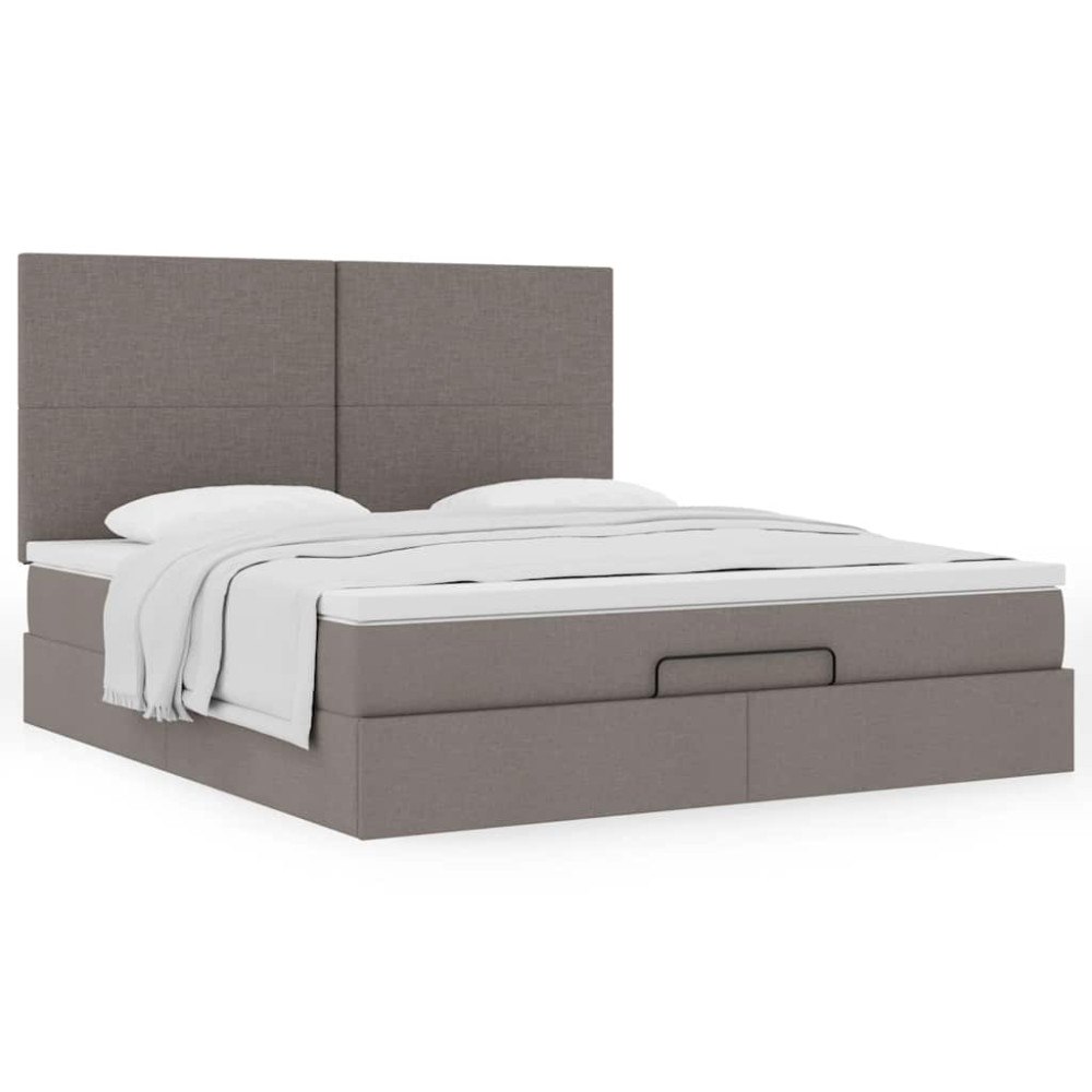 vidaXL Ottoman sängram med madrass taupe 160x200 cm tyg