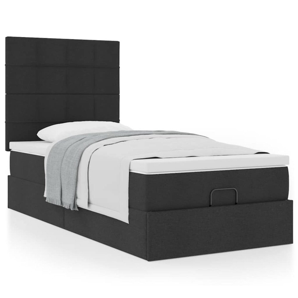 vidaXL Ottoman säng med madrass svart 90x200 cm tyg