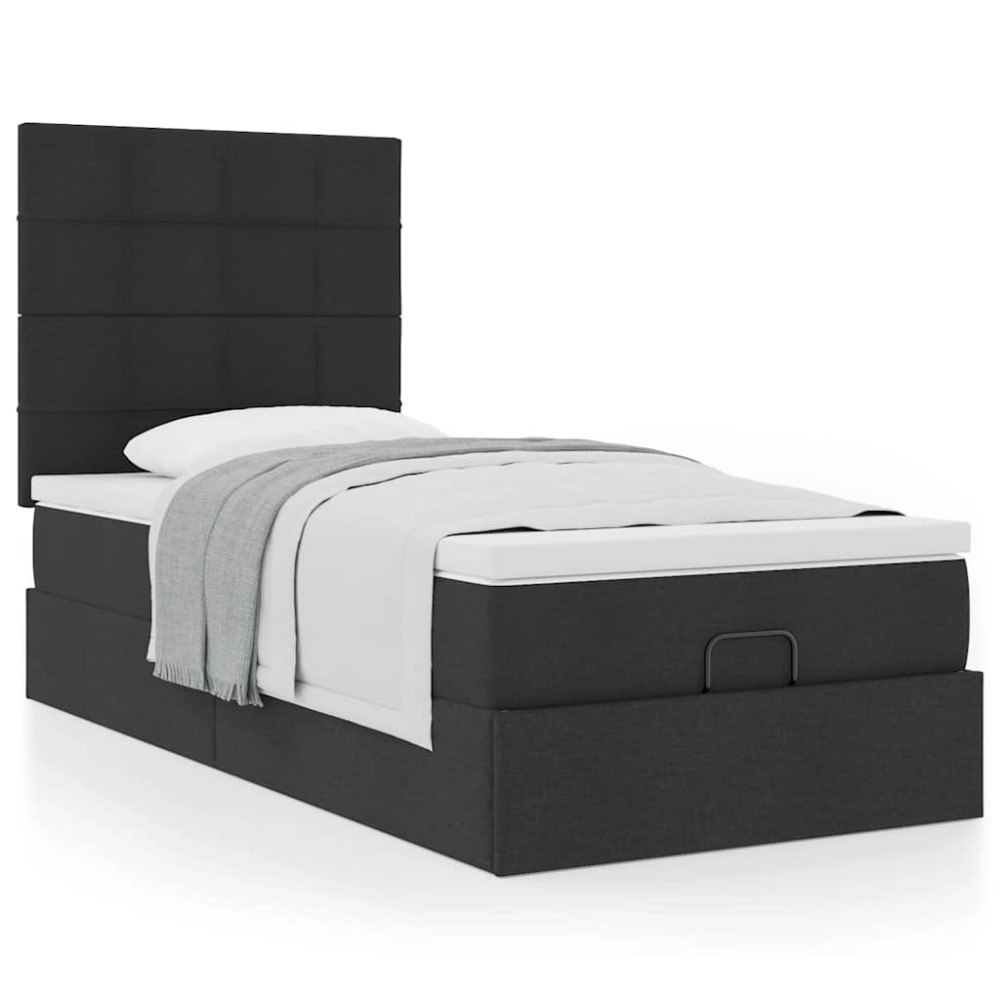 vidaXL Ottoman säng med madrass svart 100x200 cm tyg