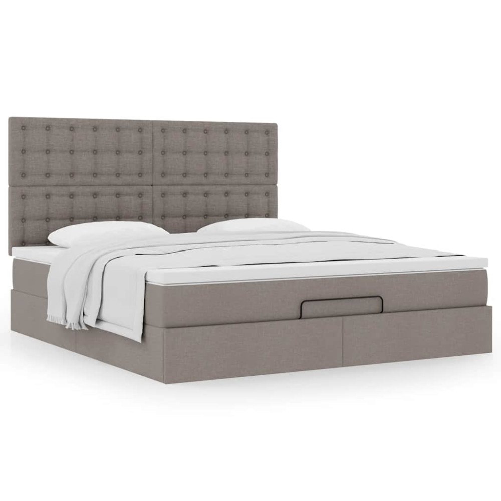 vidaXL Ottoman sängram med madrass taupe 160x200 cm tyg