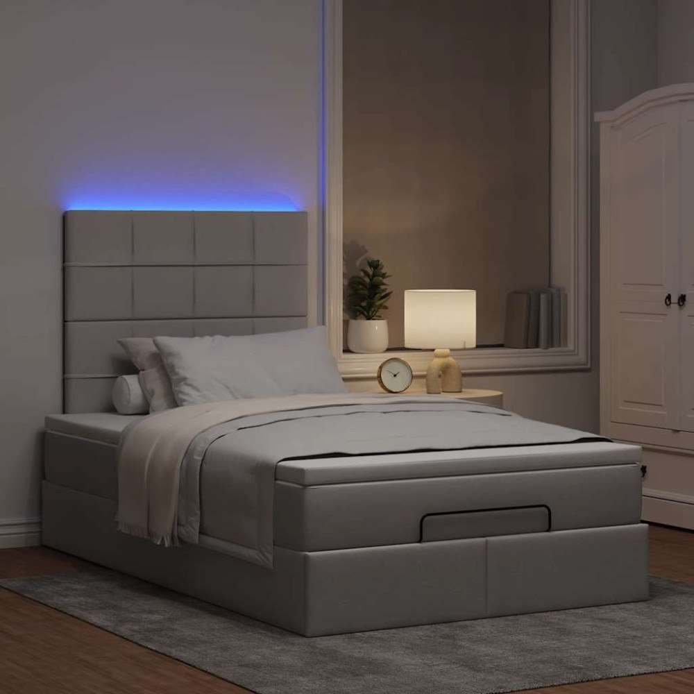vidaXL Ottoman sängram med madrass taupe 120x190 cm tyg