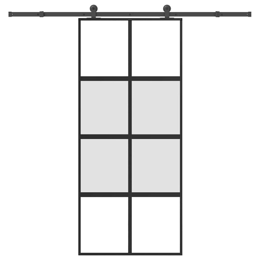 vidaXL Skjutdörr med beslagset härdat glas och aluminium 90x205 cm