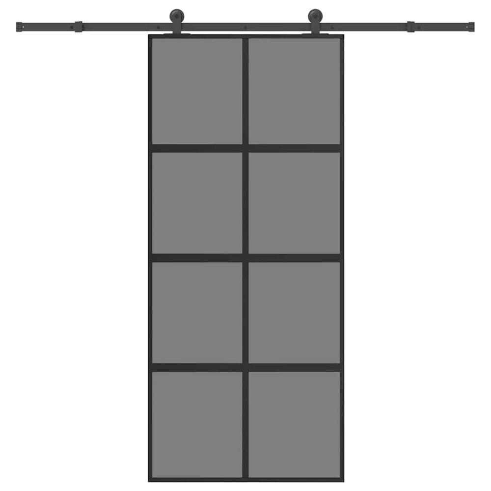 vidaXL Skjutdörr med beslagset härdat glas och aluminium 90x205 cm