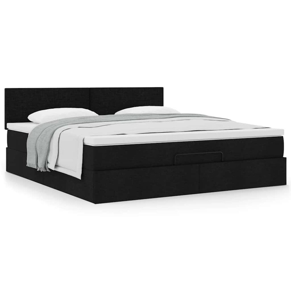 vidaXL Ottoman sängram med madrass svart 160x200 cm tyg