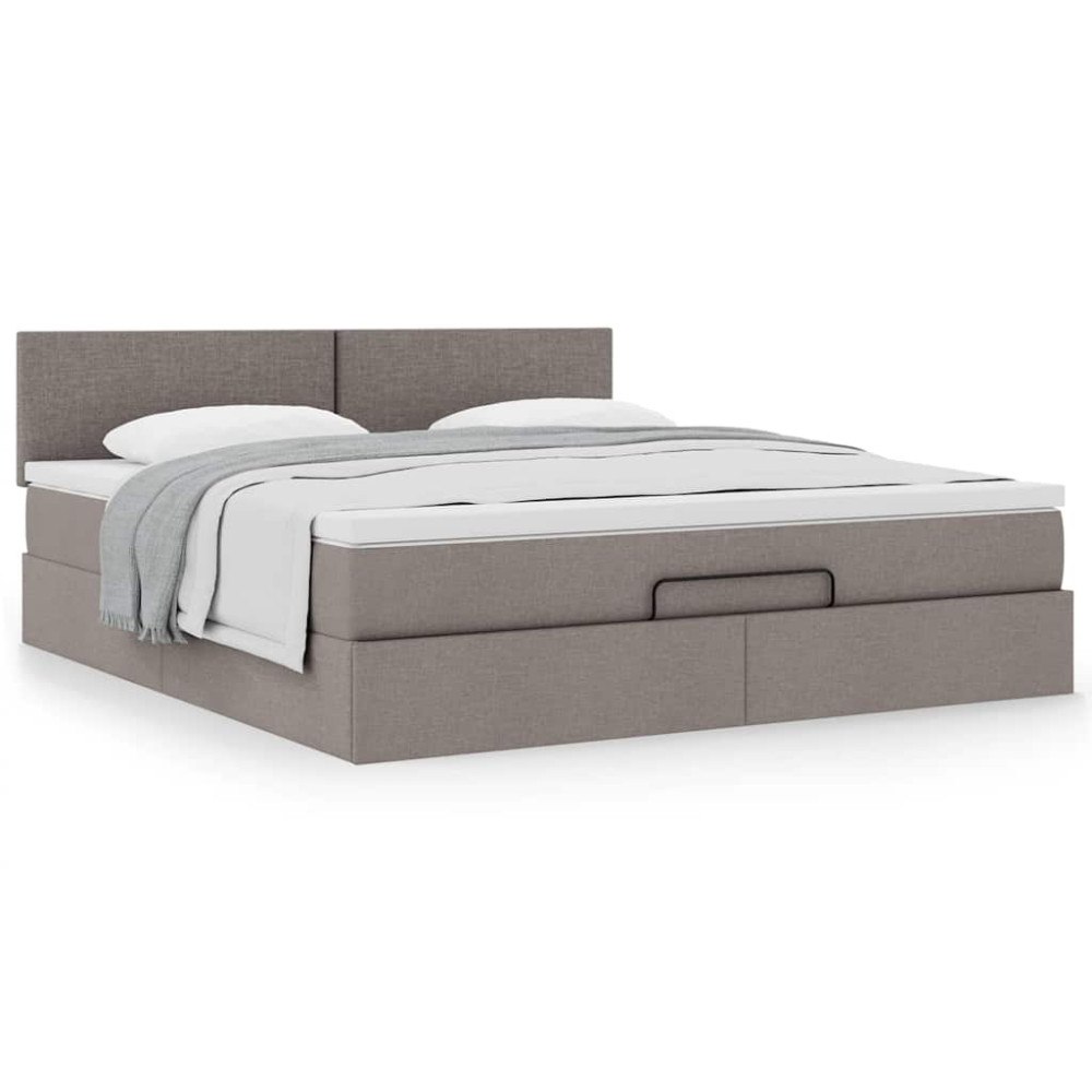 vidaXL Ottoman sängram med madrass taupe 160x200 cm tyg
