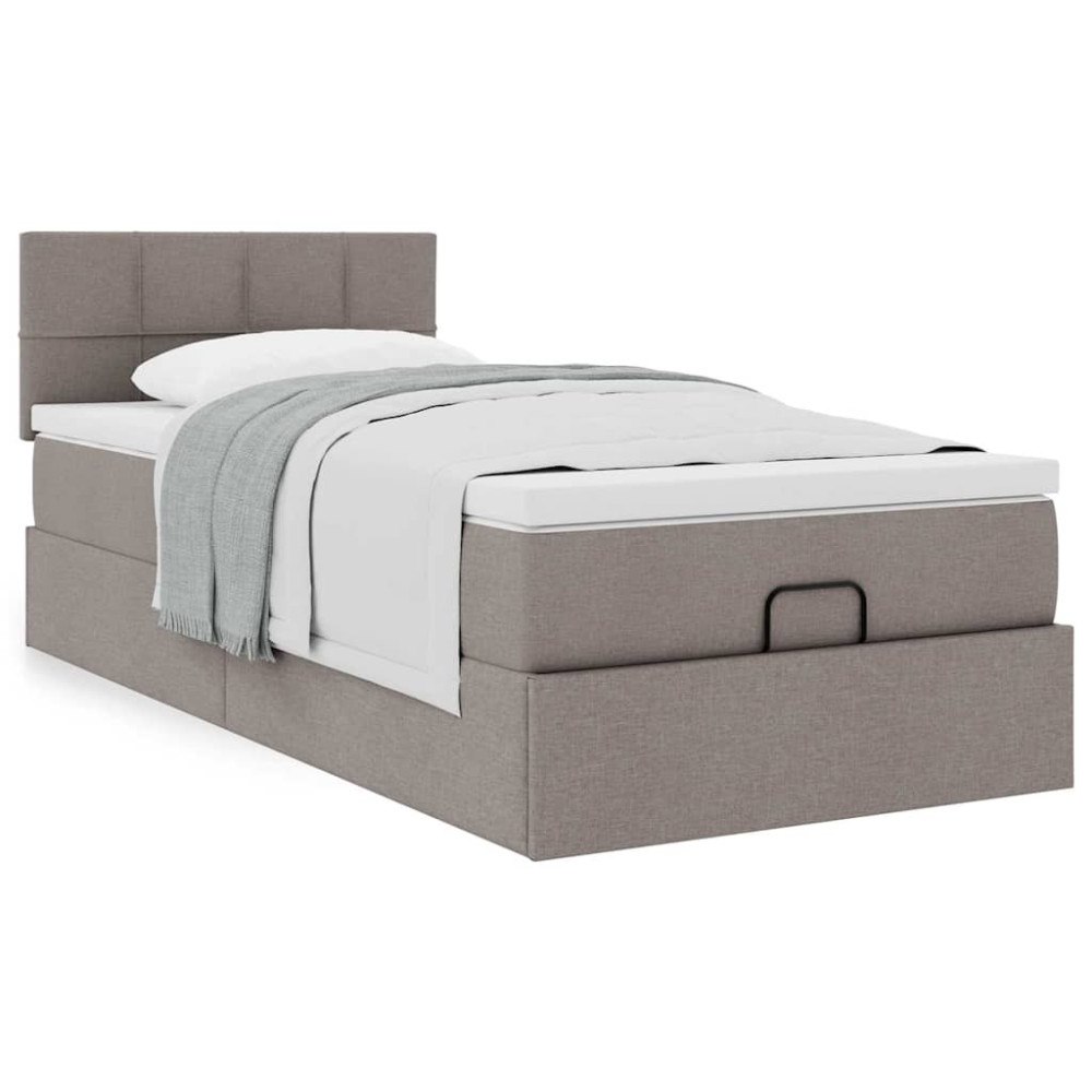 vidaXL Ottoman sängram med madrass taupe 80x200 cm tyg