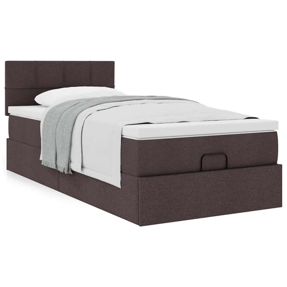 vidaXL Ottoman sängram med madrass mörkbrun 90x190 cm tyg