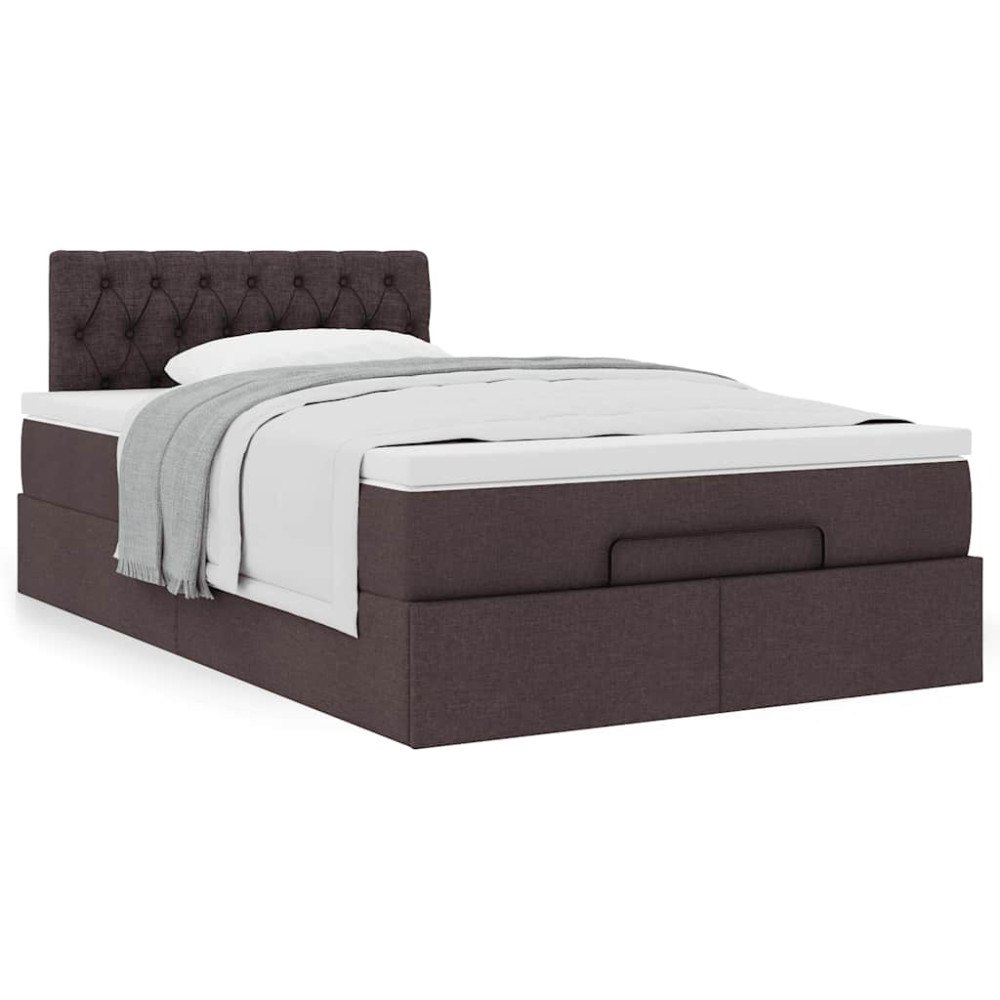 vidaXL Ottoman sängram med madrass mörkbrun 120x190 cm tyg