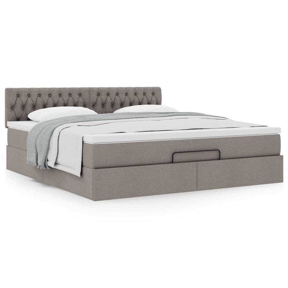 vidaXL Ottoman sängram med madrass taupe 160x200 cm tyg