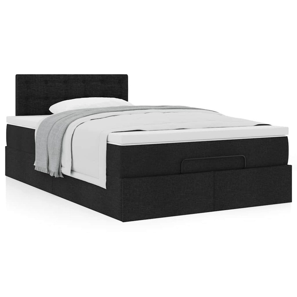 vidaXL Ottoman säng med madrass svart 120x190 cm tyg
