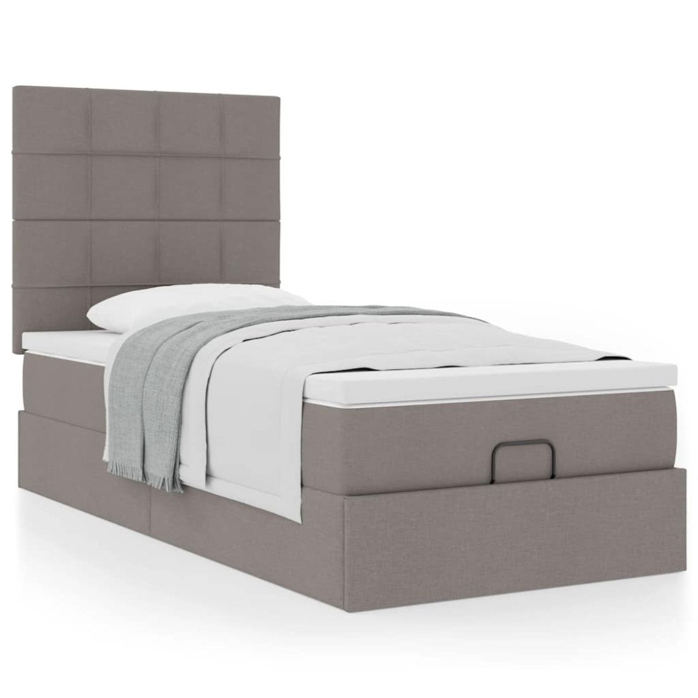 vidaXL Ottoman säng med madrass taupe 90x200 cm tyg