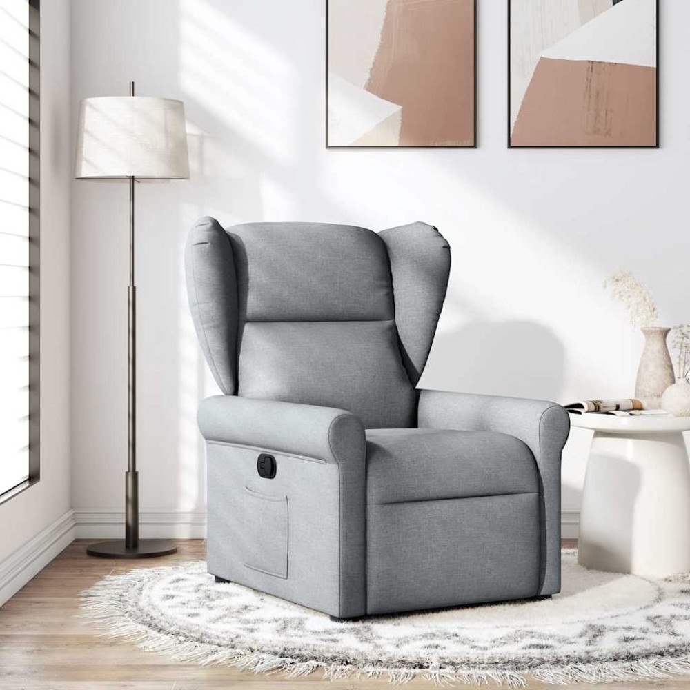 vidaXL Reclinerfåtölj ljusgrå tyg