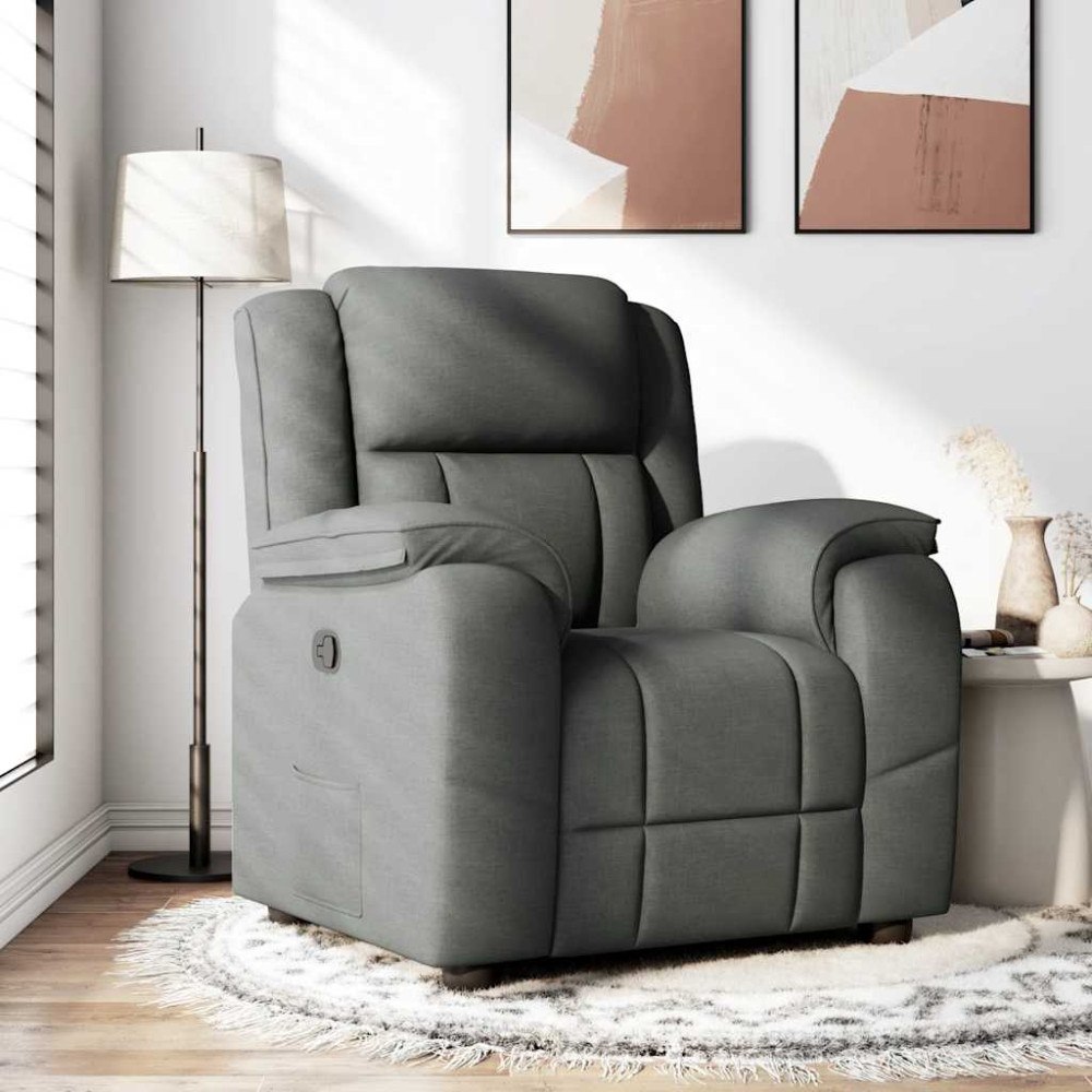 vidaXL Reclinerfåtölj mörkgrå tyg