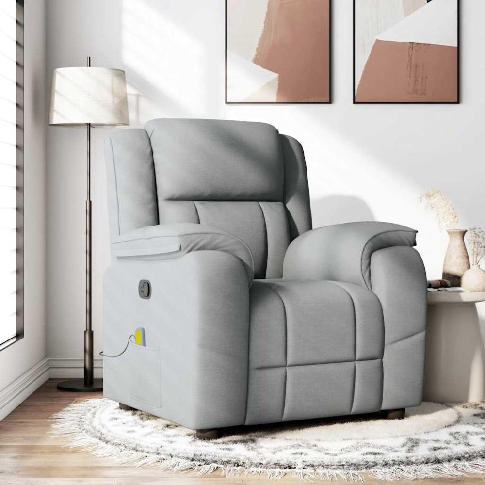 vidaXL Massagefåtölj ljusgrå tyg