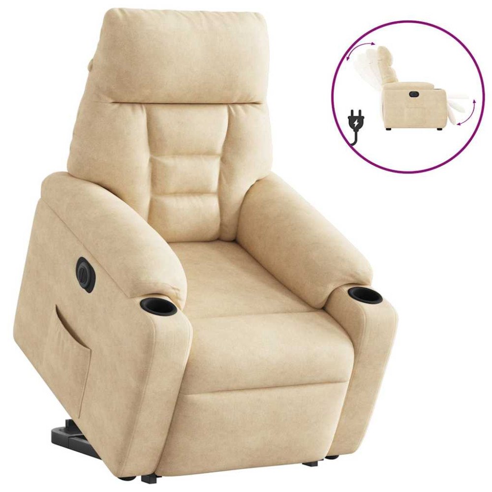 vidaXL Elektrisk reclinerfåtölj med uppresningshjälp mikrofibertyg