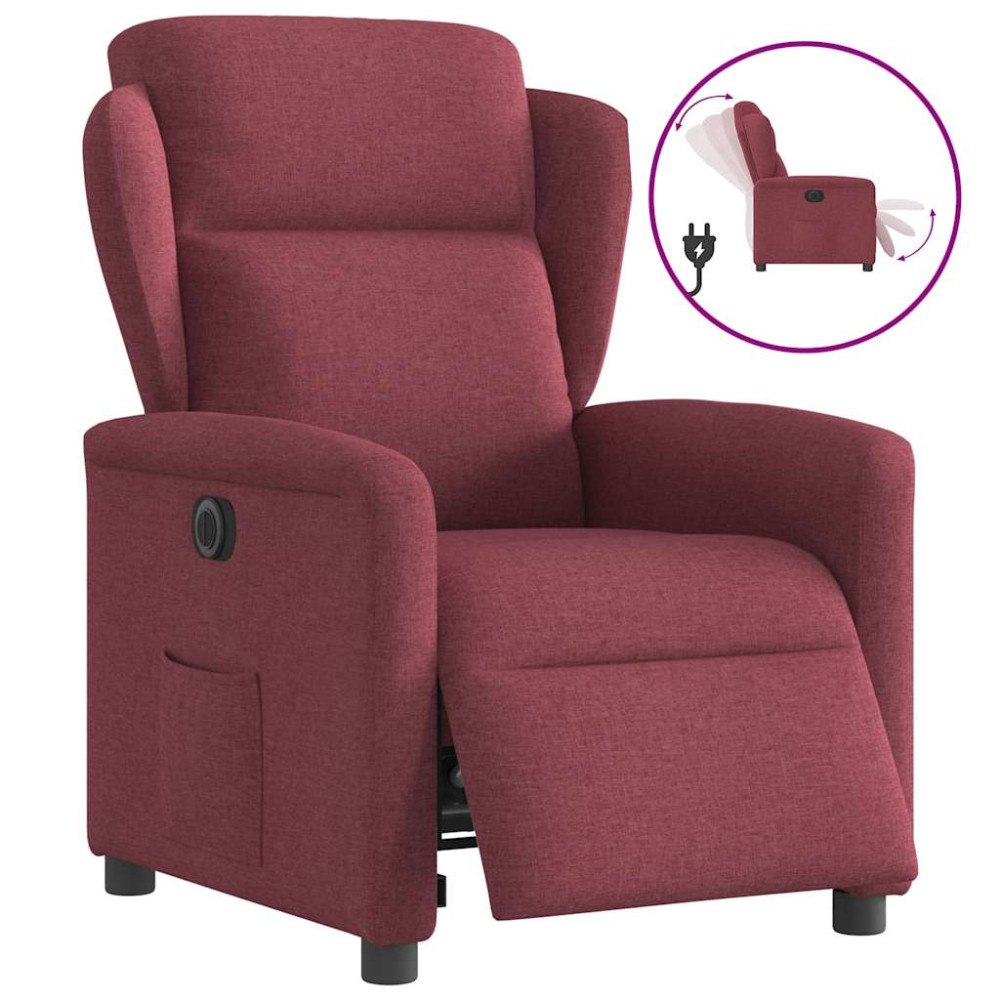 vidaXL Elektrisk reclinerfåtölj vinröd tyg