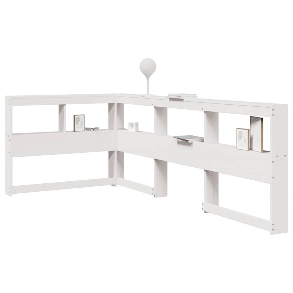 vidaXL Bokhylla sänggavel L-formad vit 100 cm massiv furu