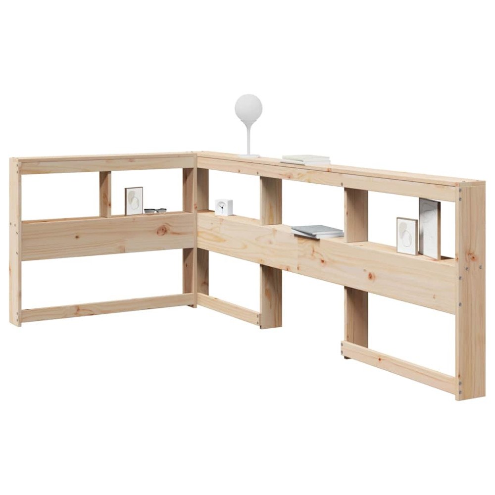 vidaXL Bokhylla sänggavel L-formad 75 cm massiv furu