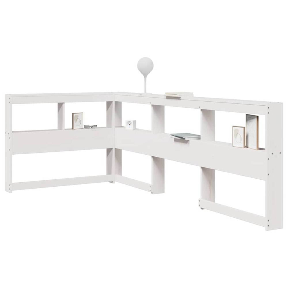 vidaXL Bokhylla sänggavel L-formad vit 75 cm massiv furu