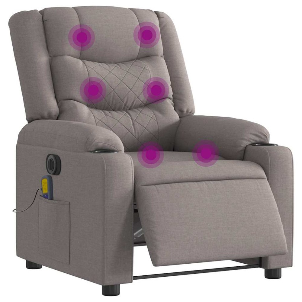 vidaXL Elektrisk massagefåtölj taupe tyg