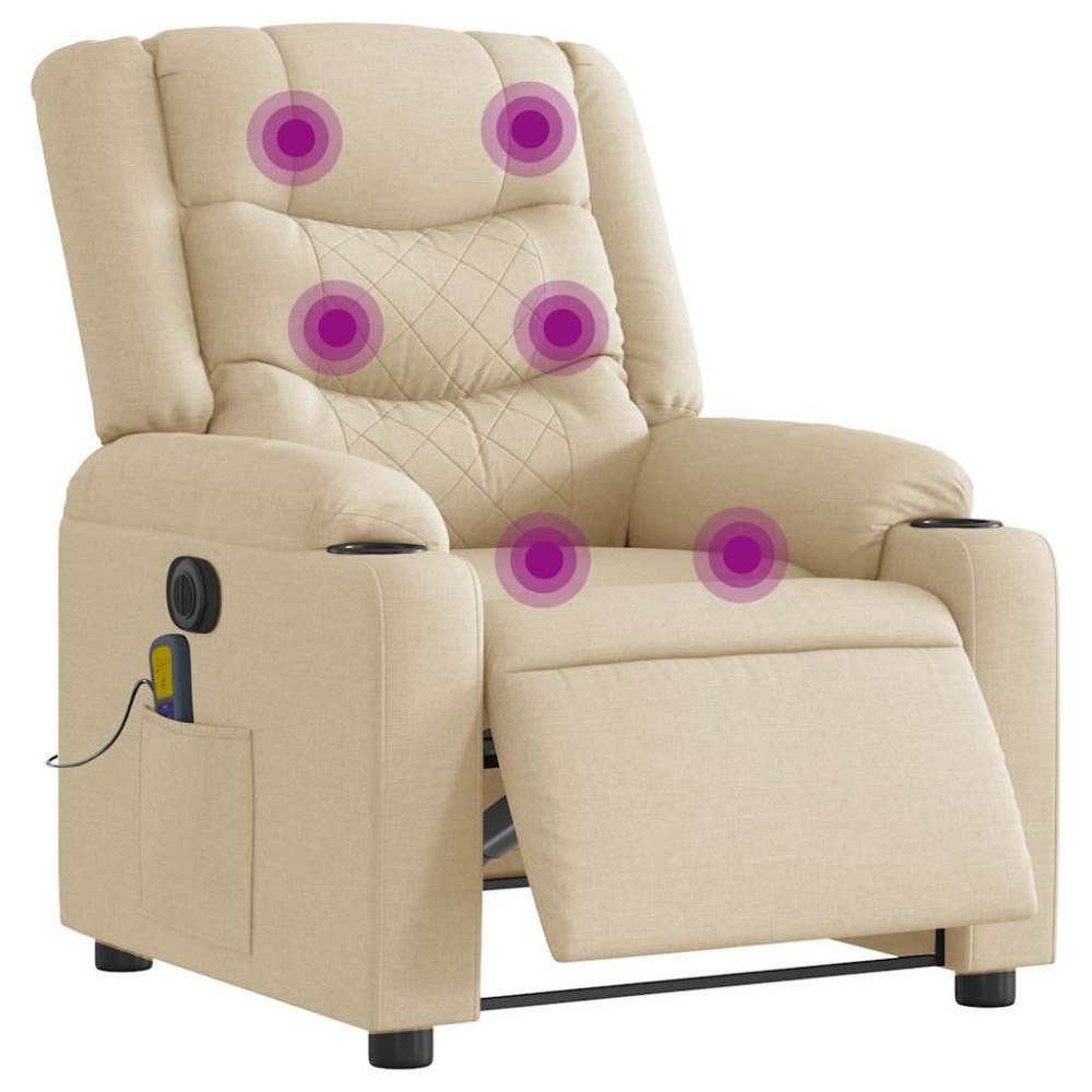 vidaXL Elektrisk massagefåtölj gräddvit tyg