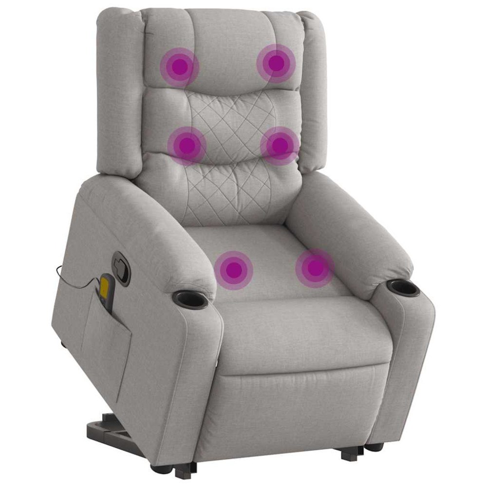 vidaXL Massagefåtölj med uppresningshjälp molngrå tyg