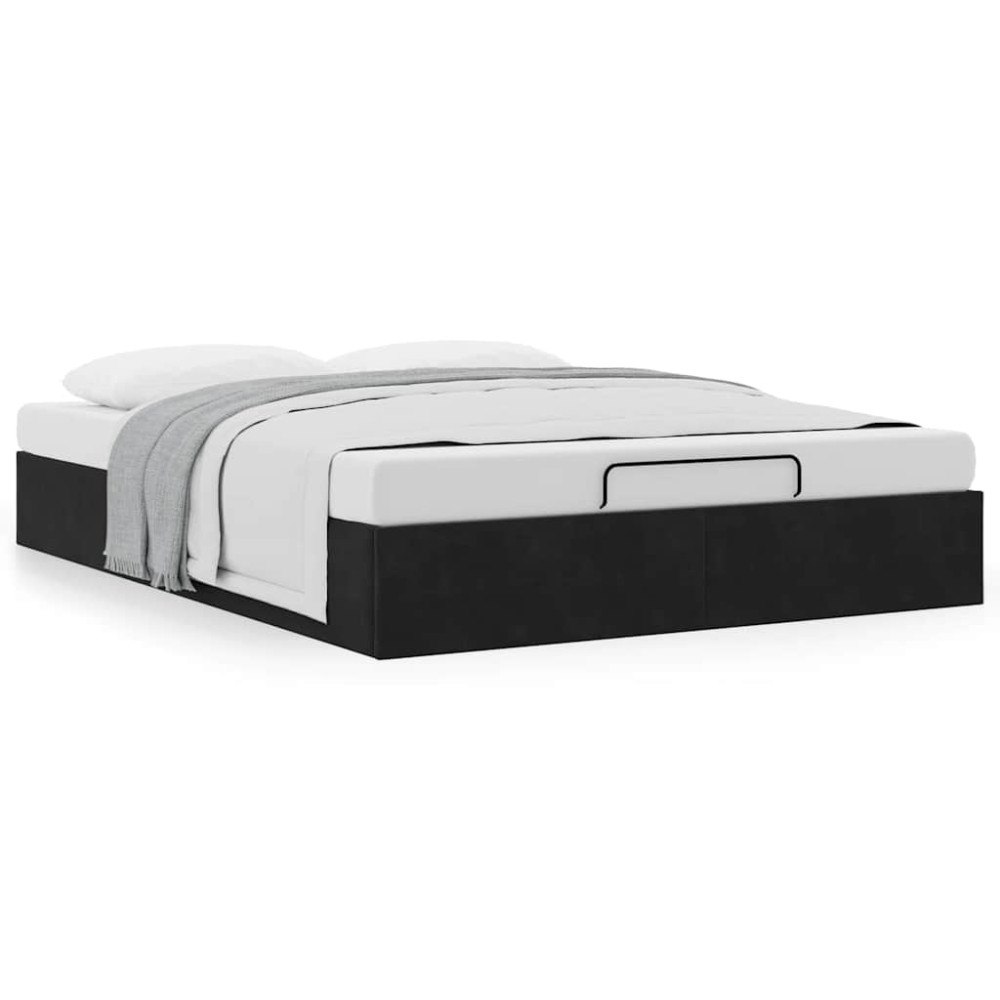 vidaXL Ottoman sängram utan madrass svart 140x200 cm sammet