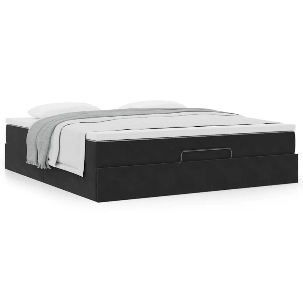 vidaXL Ottoman sängram med madrass svart 160x200 cm sammet