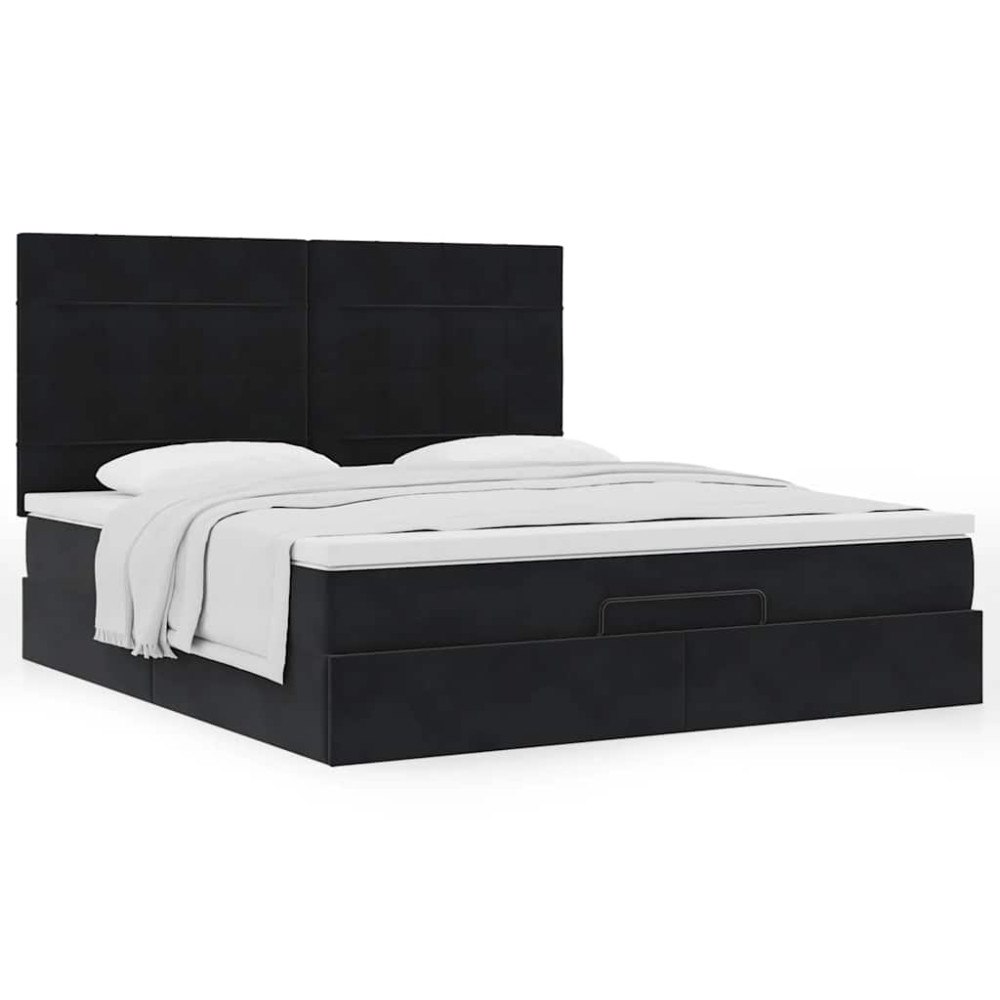 vidaXL Ottoman sängram med madrasser svart 160x200 cm sammet