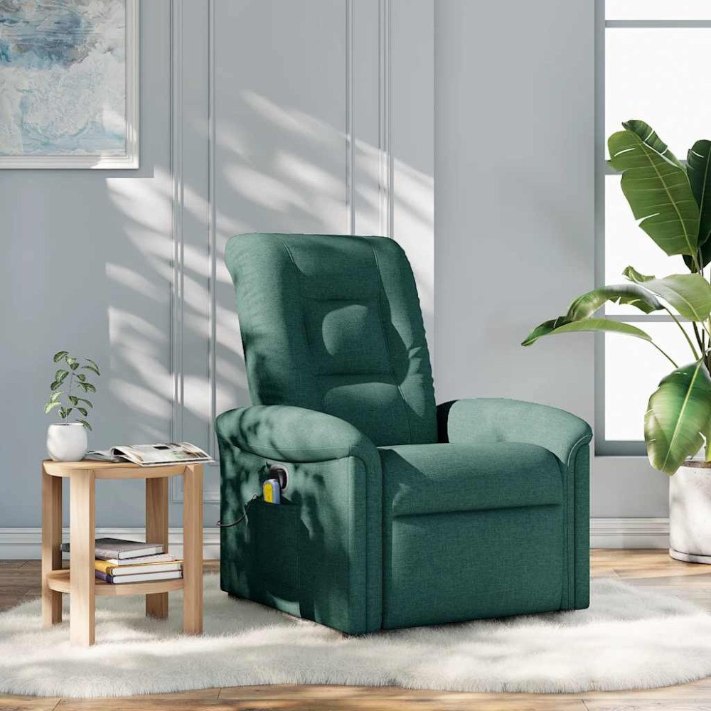 vidaXL Massagefåtölj mörkgrön tyg