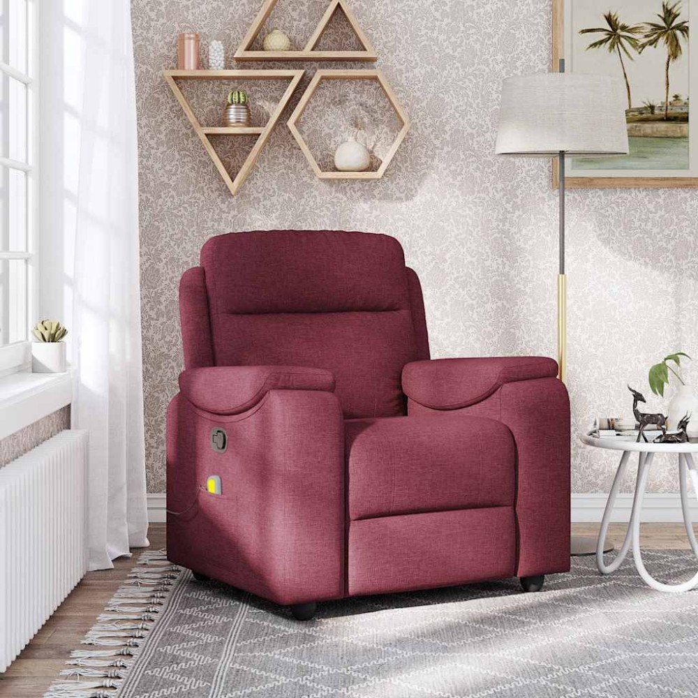 vidaXL Massagefåtölj vinröd tyg