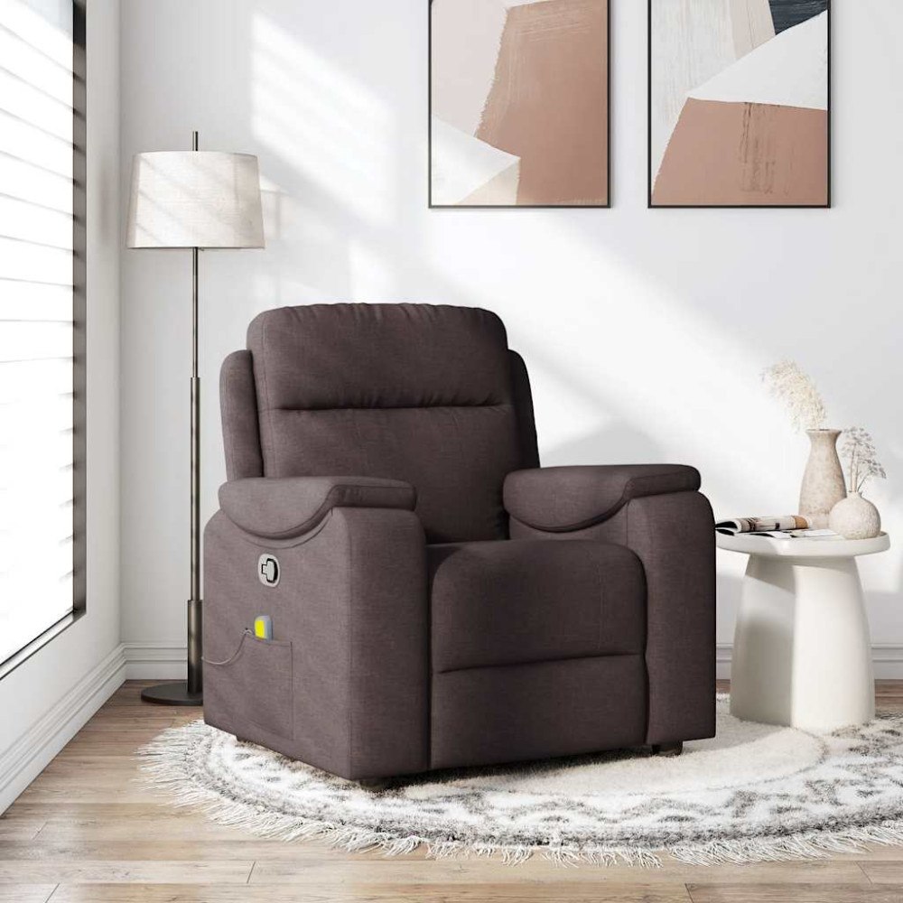 vidaXL Massagefåtölj mörkbrun tyg