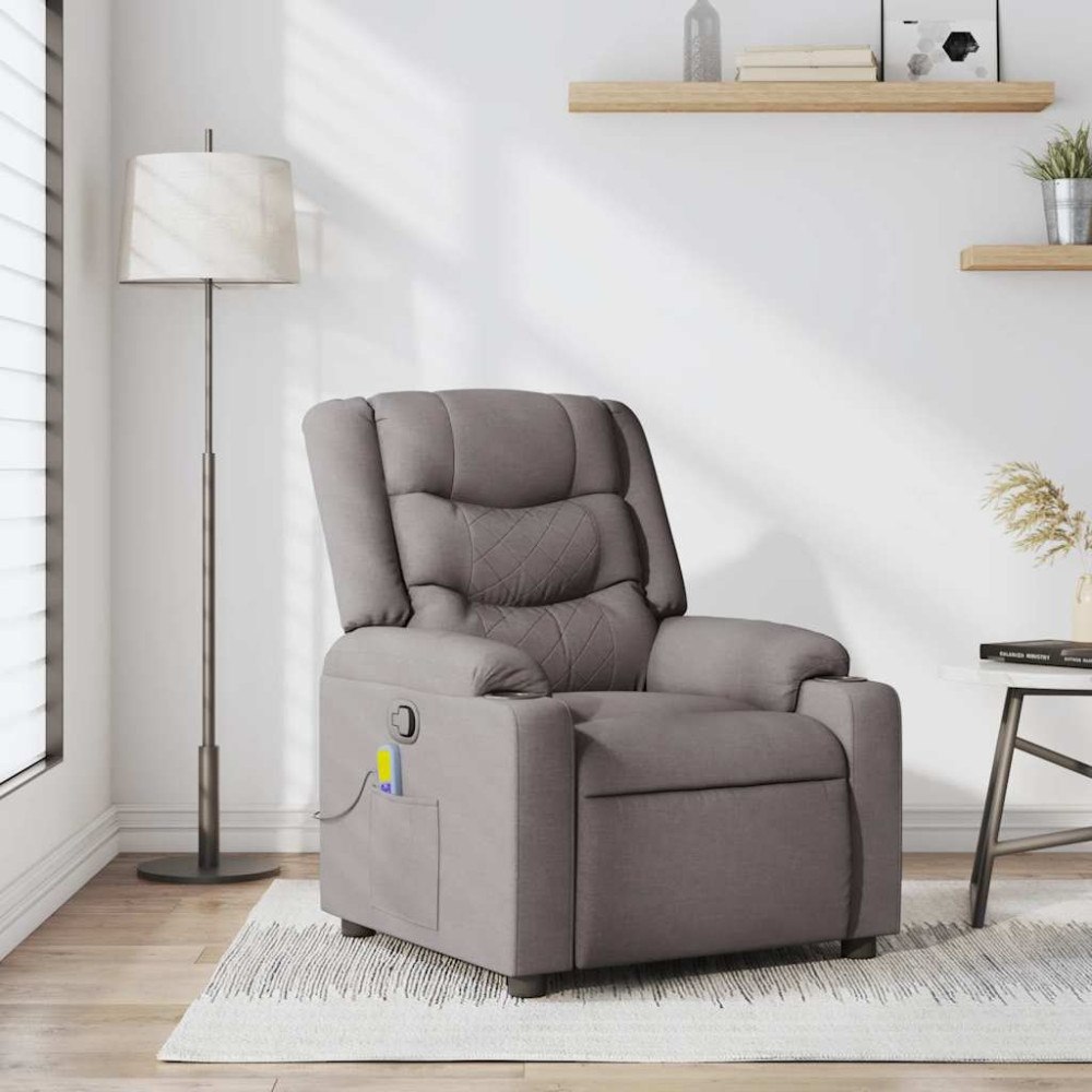 vidaXL Massagefåtölj taupe tyg