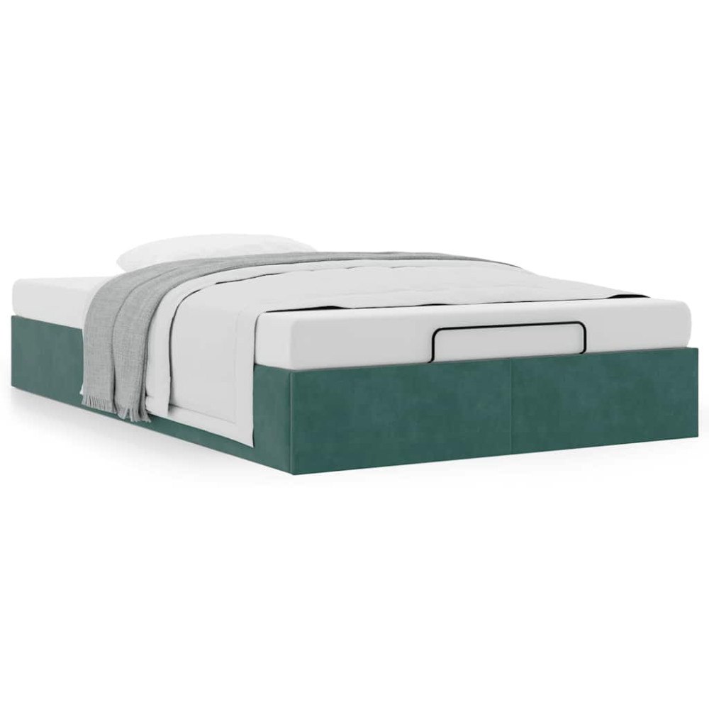 vidaXL Ottoman sängram utan madrass mörkgrön 120x200 cm sammet