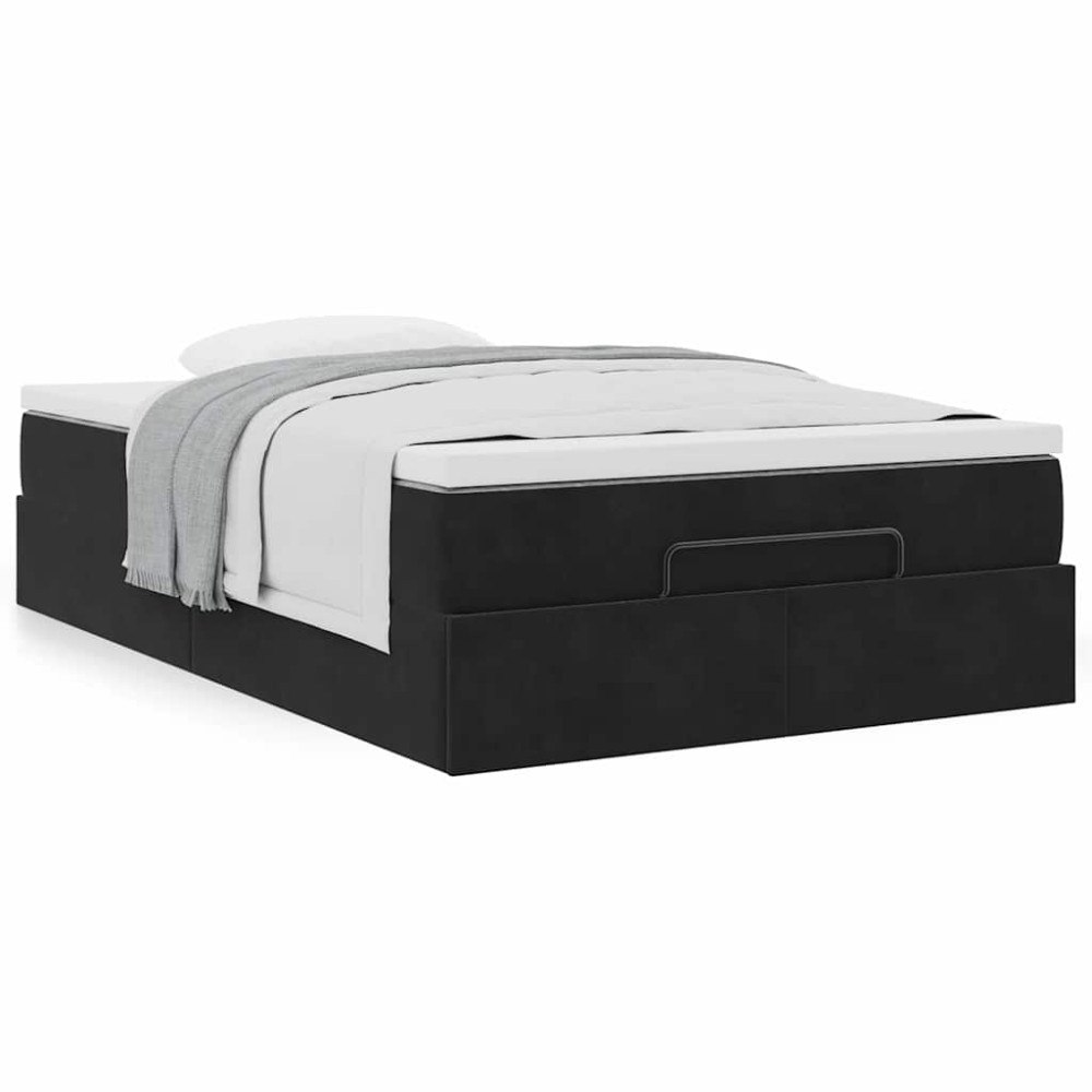 vidaXL Ottoman sängram med madrass svart 120x200 cm sammet