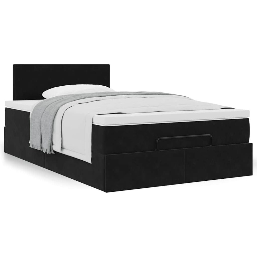 vidaXL Ottoman sängram med madrass svart 120x200 cm sammet