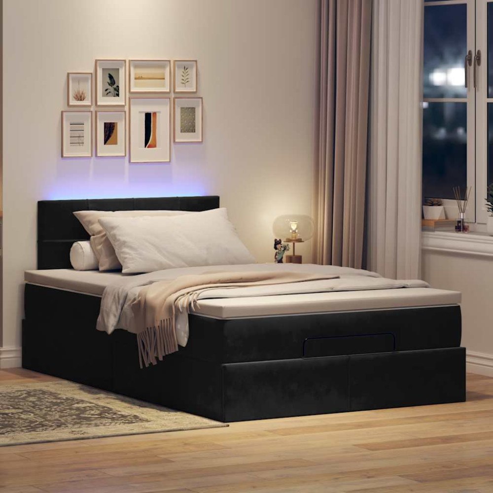 vidaXL Ottoman sängram med madrass svart 120x200 cm sammet