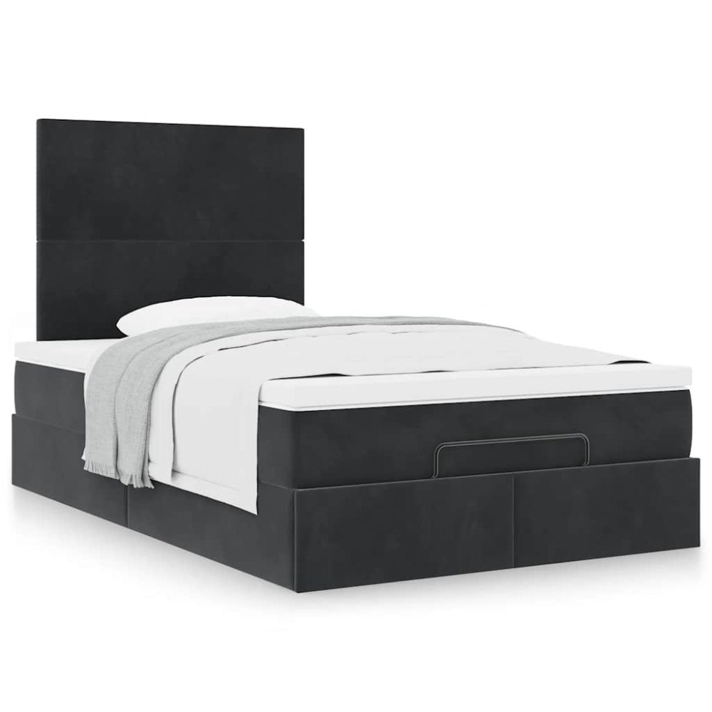 vidaXL Ottoman sängram med madrasser svart 120x200 cm sammet